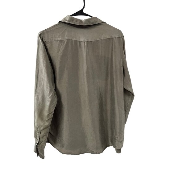 🍒 2/$20 🍒 Ralph Lauren Olive Green Button-up Blouse with Pockets sz 4 - Picture 4 of 4